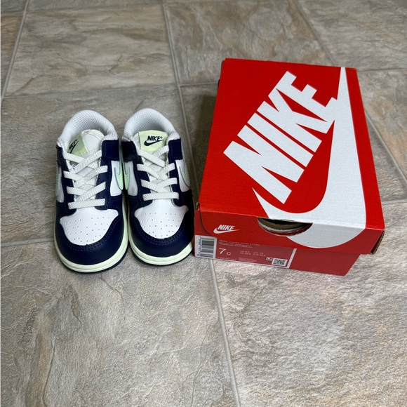 Nike Dunk Low Sail Midnight Navy Volt Tint TD Shoe Size 7c Blue - Main Image